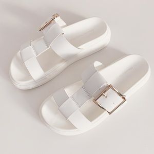 Alexander McQueen white hybrid slides